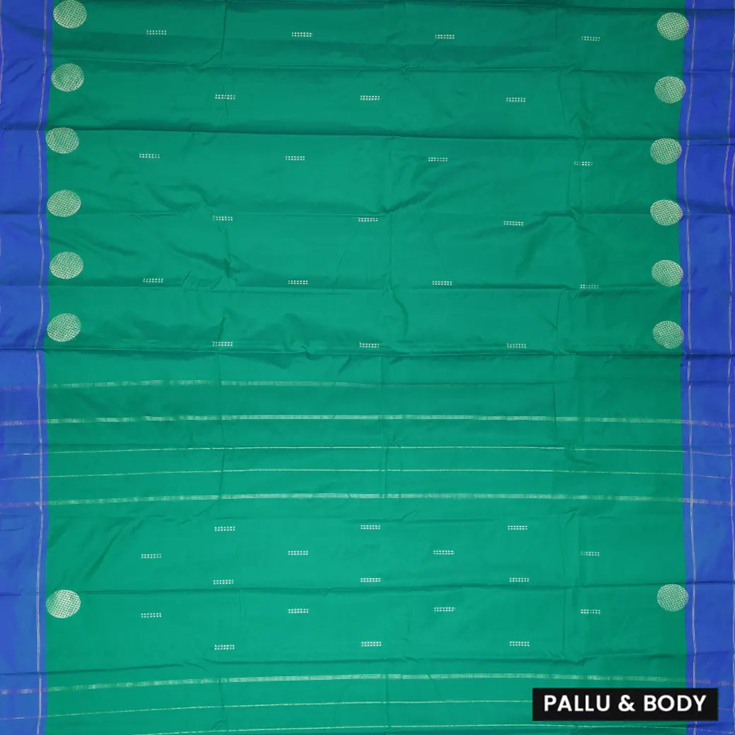 Emerald Green  With Royal Blue  Border  Arani Silk Saree