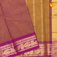 Light Brown double shade with Magenta-yellow Pure Bengal Cotton Saree without Blouse