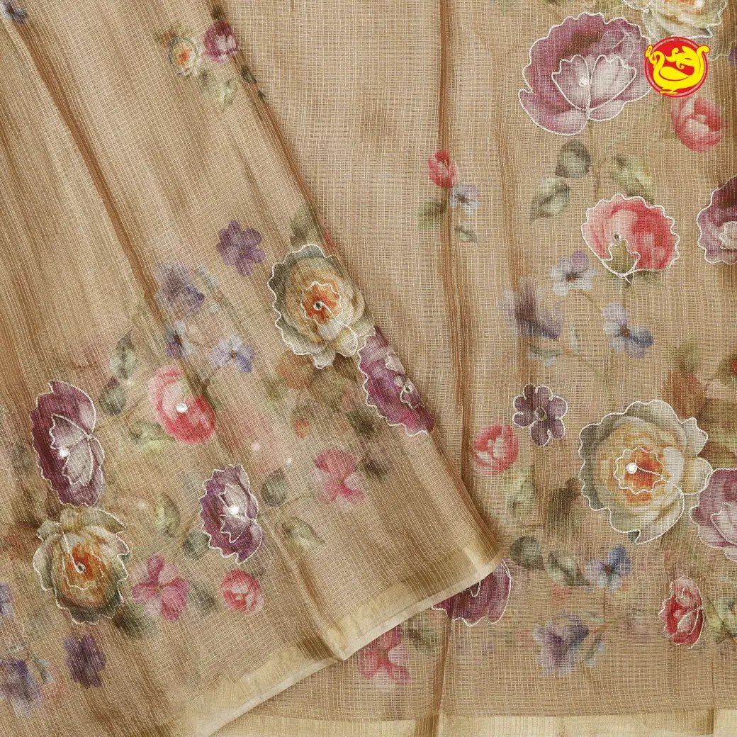 Dark Beige with Kota Silk Saree