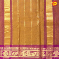 Light Brown double shade with Magenta-yellow Pure Bengal Cotton Saree without Blouse