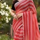Red With White  Colour   Mul Mul Cotton Sarees