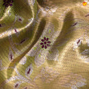 Golden Tissue and Dark Purple Border With Floral Design Pure Kanjivaram Subhalaya Wedding Silk Saree - Thenianantham