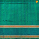 Peacock Green and Blue With Jacquard Checks Kanchipuram Silk Saree - Thenianantham