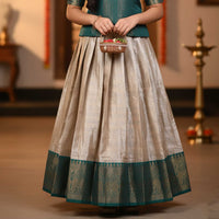 Ramar Green With Half White Girls Branded Readymade Pattu Pavadai