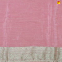 Dark Pastel Pink Stripes Design Tissue Crush Designer Saree with Readymade Designer HandWork Blouse - Thenianantham