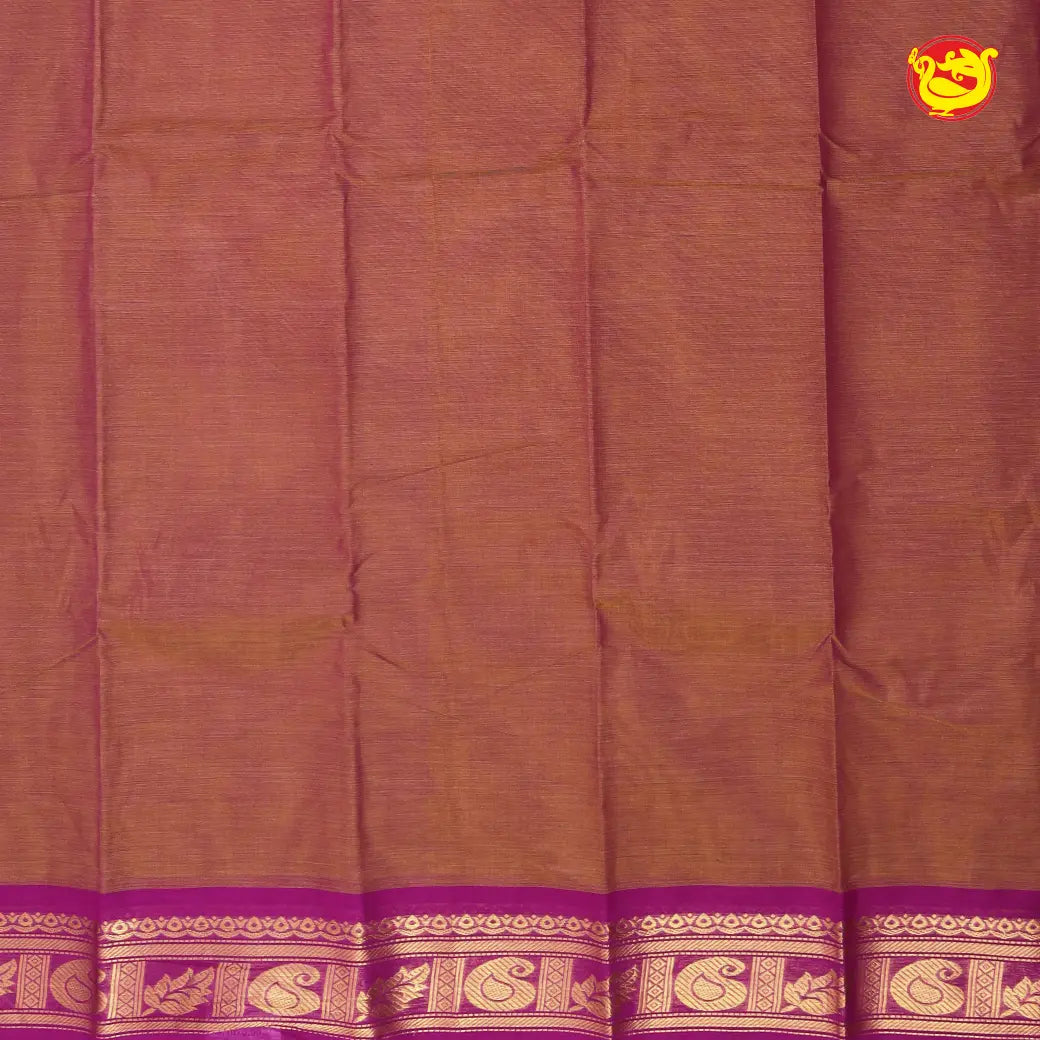 Light Brown double shade with Magenta-yellow Pure Bengal Cotton Saree without Blouse