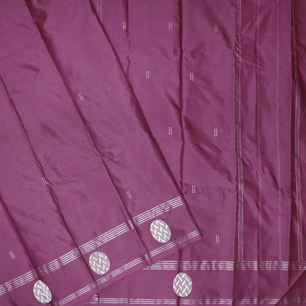 Mauve With Silver Border  Arani Silk Saree