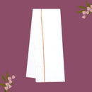 White with Orange Border Single Layer Cotton Men’s Dhoti