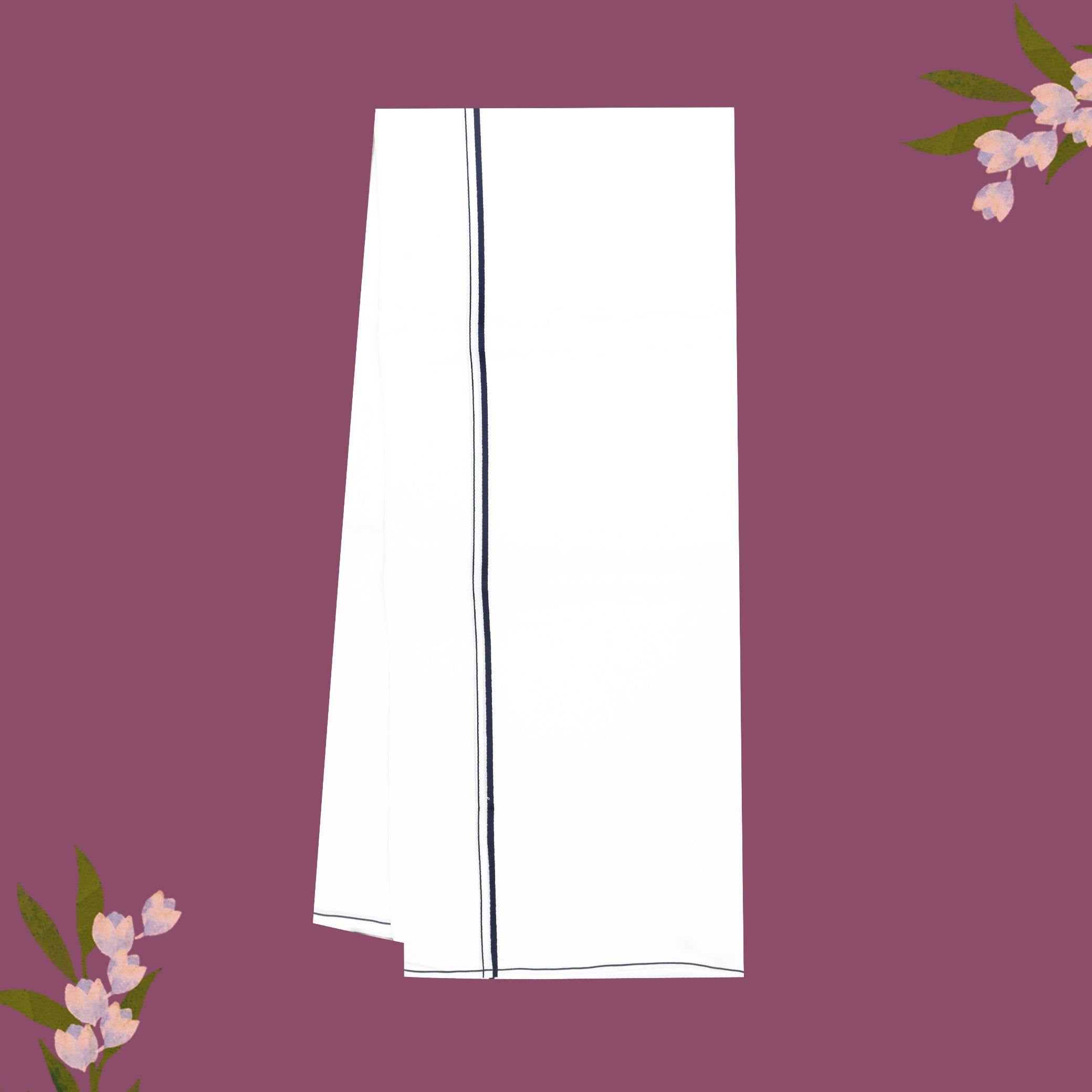 White with Green Border Single Layer Cotton Men’s Dhoti