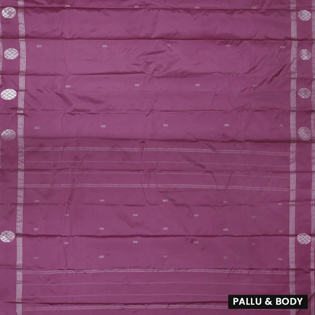 Mauve With Silver Border  Arani Silk Saree