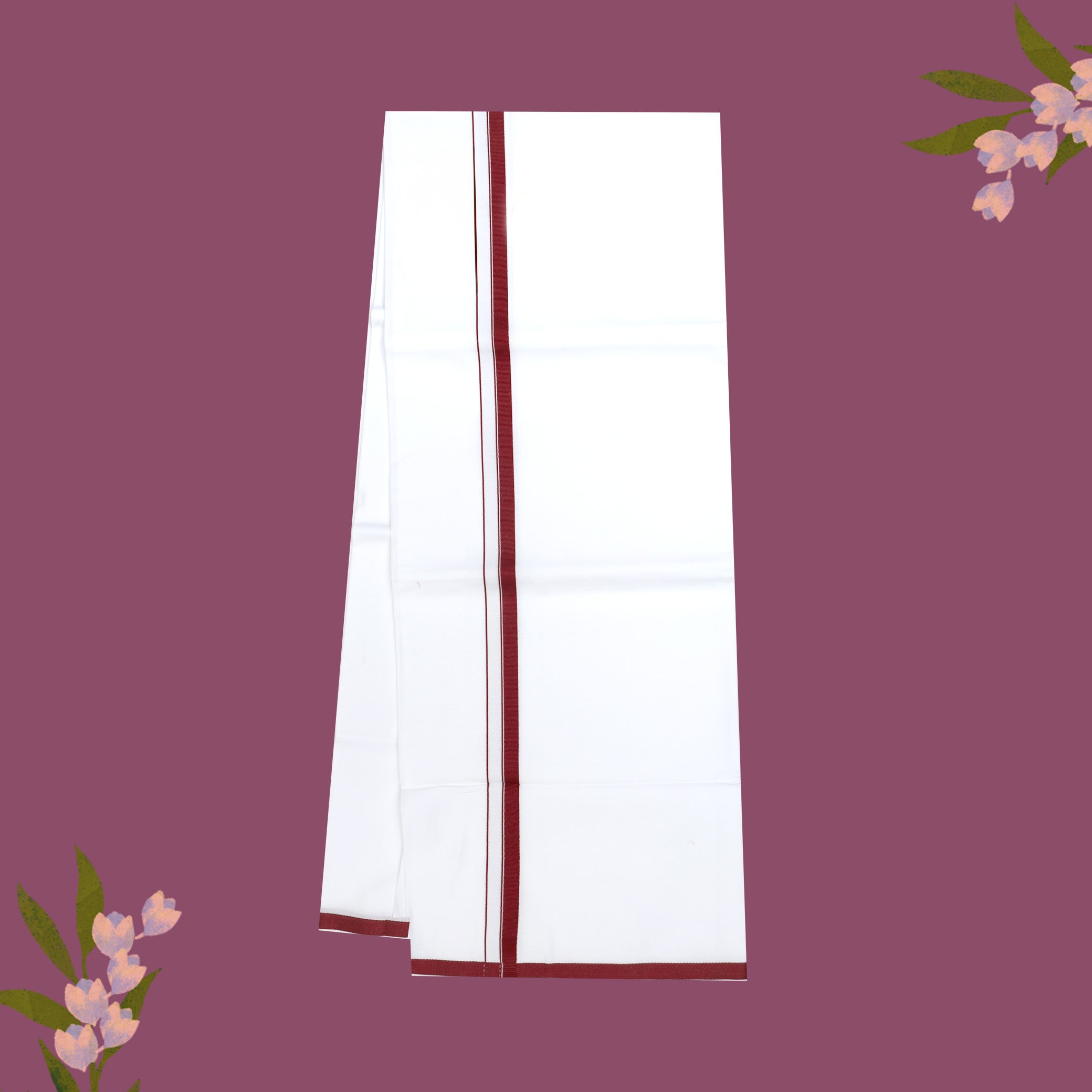 White with Red Border Single Layer Cotton Men’s Dhoti