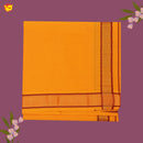 Orange With Gold And Red Border Men’s Kaavi Temple Wear Dhotis