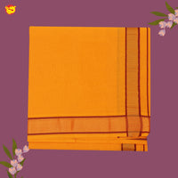 Orange With Gold And Red Border Men’s Kaavi Temple Wear Dhotis