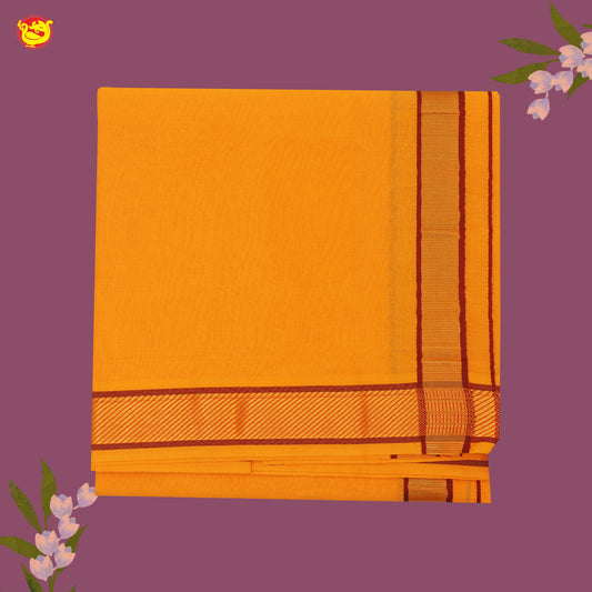 Orange With Gold And Red Border Men’s Kaavi Temple Wear Dhotis