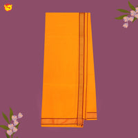 Orange With Gold And Red Border Men’s Kaavi Temple Wear Dhotis