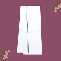 White with Green Border Single Layer Cotton Men’s Dhoti