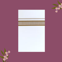 White with Khaki Fancy Border Single Layer Cotton Men’s Dhoti
