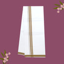 White with Khaki Fancy Border Single Layer Cotton Men’s Dhoti