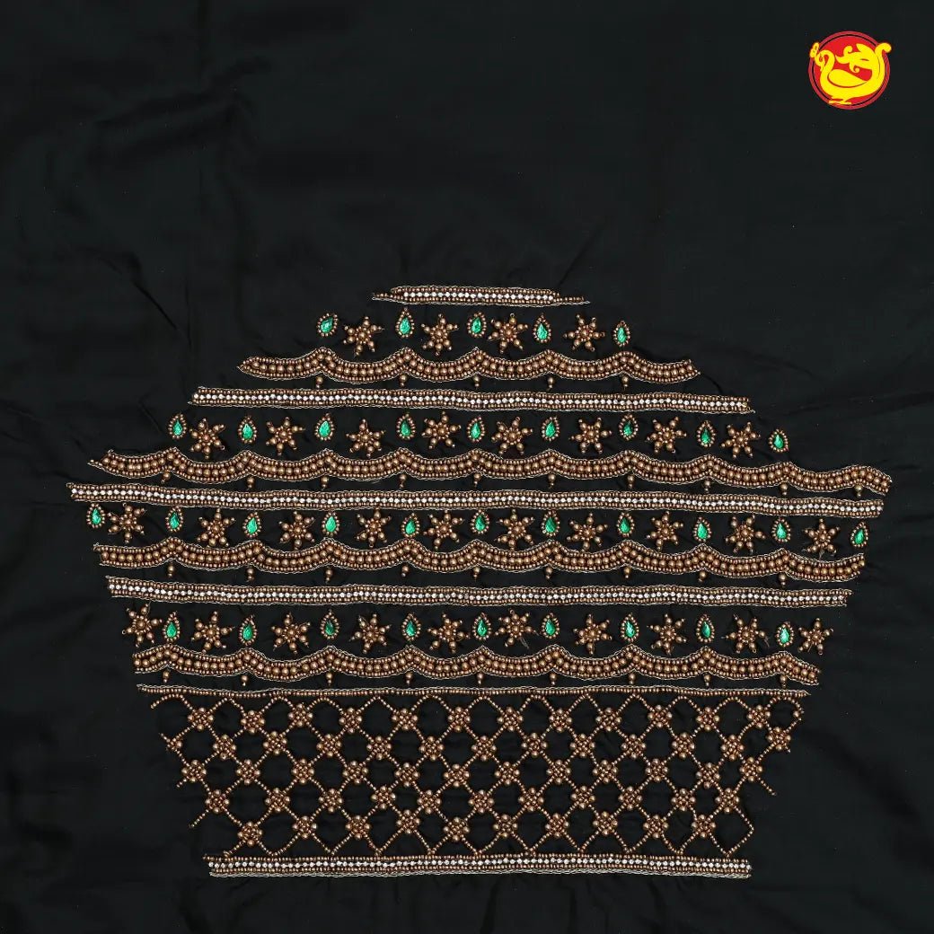 Dark Green Bridal Aariwork Blouse - Thenianantham