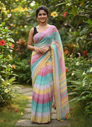 Multi Colour Mul Mul Cotton Sarees