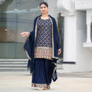 Navy Blue Ladies Branded Readymade Sharara Set