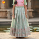 Light pink with Light green Girls Branded Readymade Pattu Pavadai