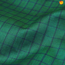 Peacock Green and Blue With Jacquard Checks Kanchipuram Silk Saree - Thenianantham