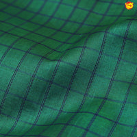 Peacock Green and Blue With Jacquard Checks Kanchipuram Silk Saree - Thenianantham