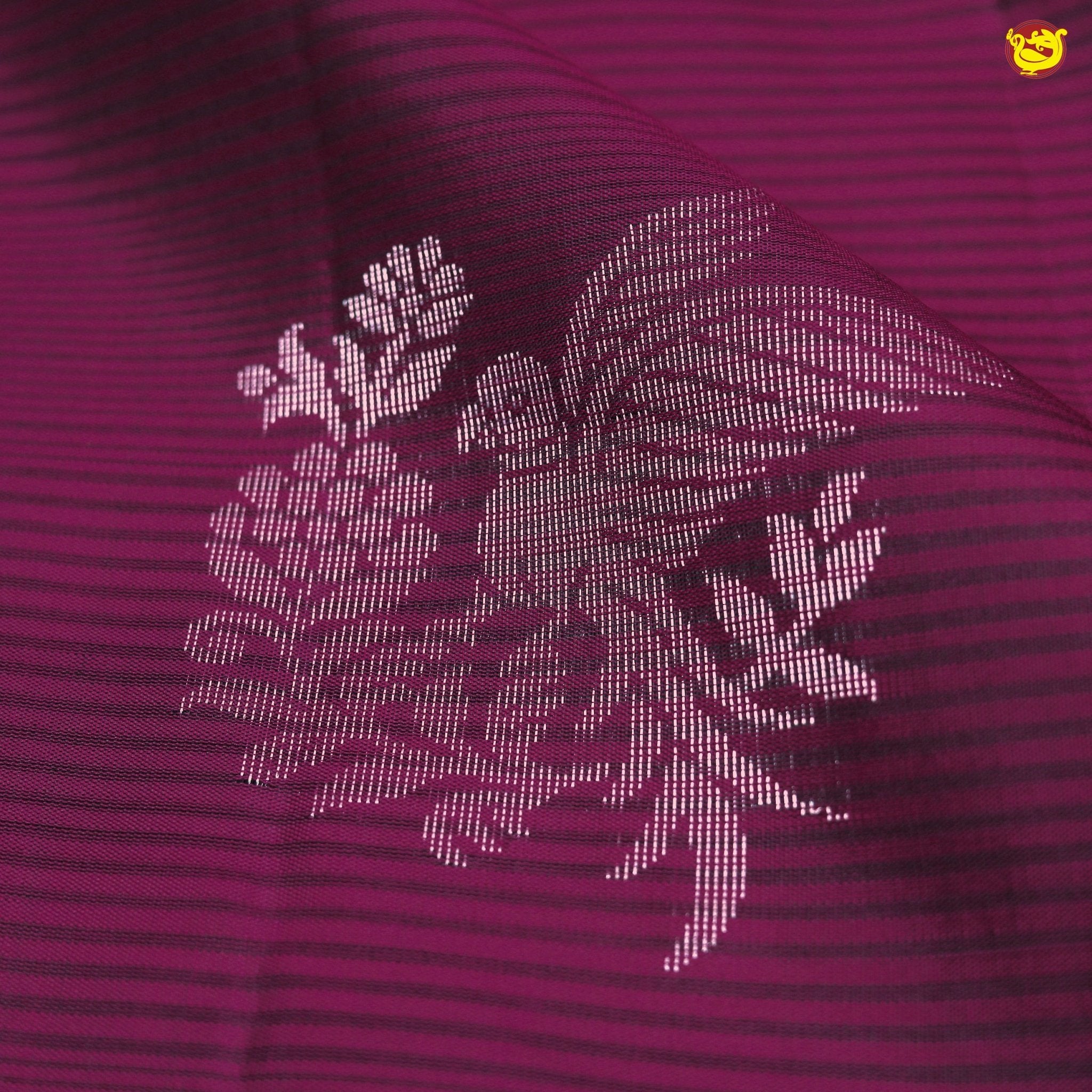 Wine With Parrot Zari Buttas Motifs Silver Zari Pure Kanjivaram Soft Silk Saree - Thenianantham