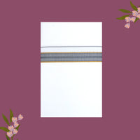 White with Grey - The very thin stripes running alongside it appear to be gold Fancy Border Single Layer Cotton Men’s Dhoti