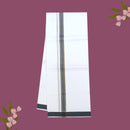White with Grey - The very thin stripes running alongside it appear to be gold Fancy Border Single Layer Cotton Men’s Dhoti