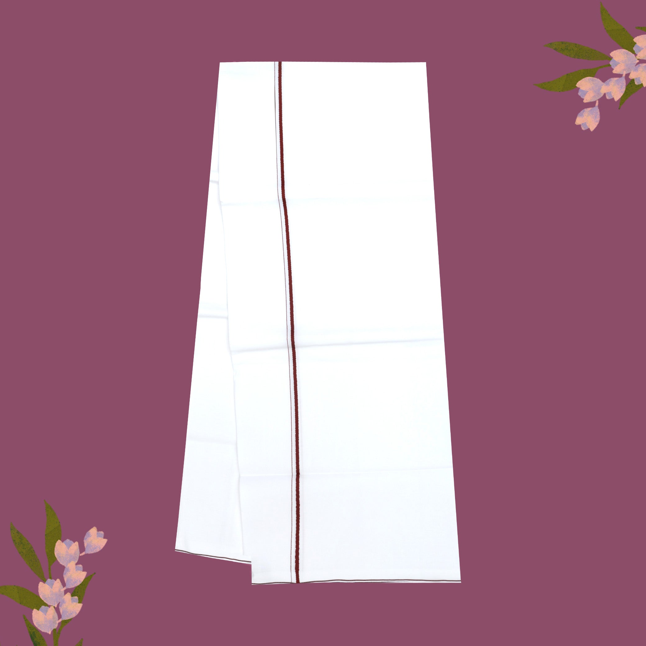 White with Red Border Single Layer Cotton Men’s Dhoti