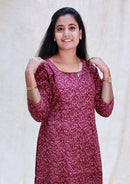 Mayil-Dark Maroon With Floral Design  Ladies Branded Umbrella Top Readymade