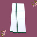White with Green Border Single Layer Cotton Men’s Dhoti
