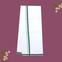 White with Green Border Single Layer Cotton Men’s Dhoti