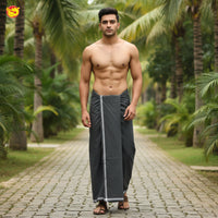 Charcoal Grey -Men’s Plain Cotton Lungi – Soft & Comfortable