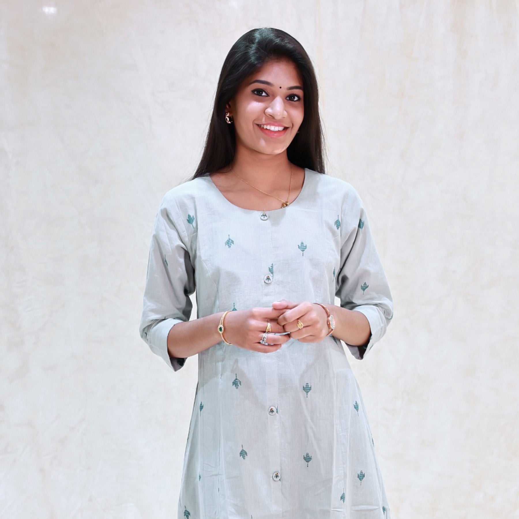 Thenmozhi-Light Powder blue Ladies Branded Umbrella Top Readymade