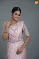 Light pink pure Arani silk saree with orangish pink pallu - Thenianantham