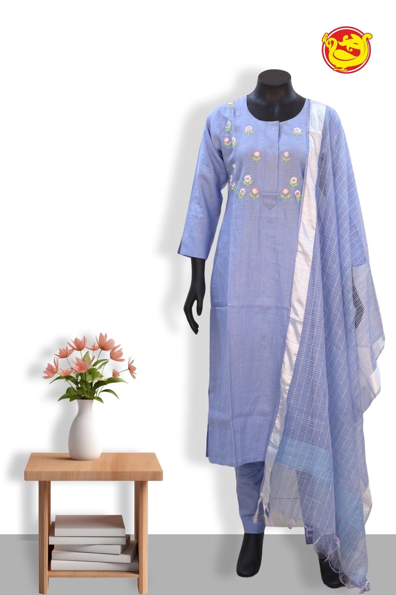 Light Blue Ladies Branded Readymade Chudi Set