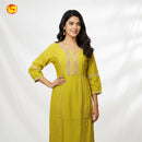 Yellow Colour With Floral  Design Ladies Branded Umbrella Top Readymade