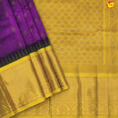 Dark Magenta and Lemon Yellow With Gold Zari Floral Buttas Pure Silk Cotton Saree - Thenianantham