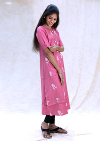 Vannam-Onion Pink With floral print in white Ladies Branded Umbrella Top Readymade