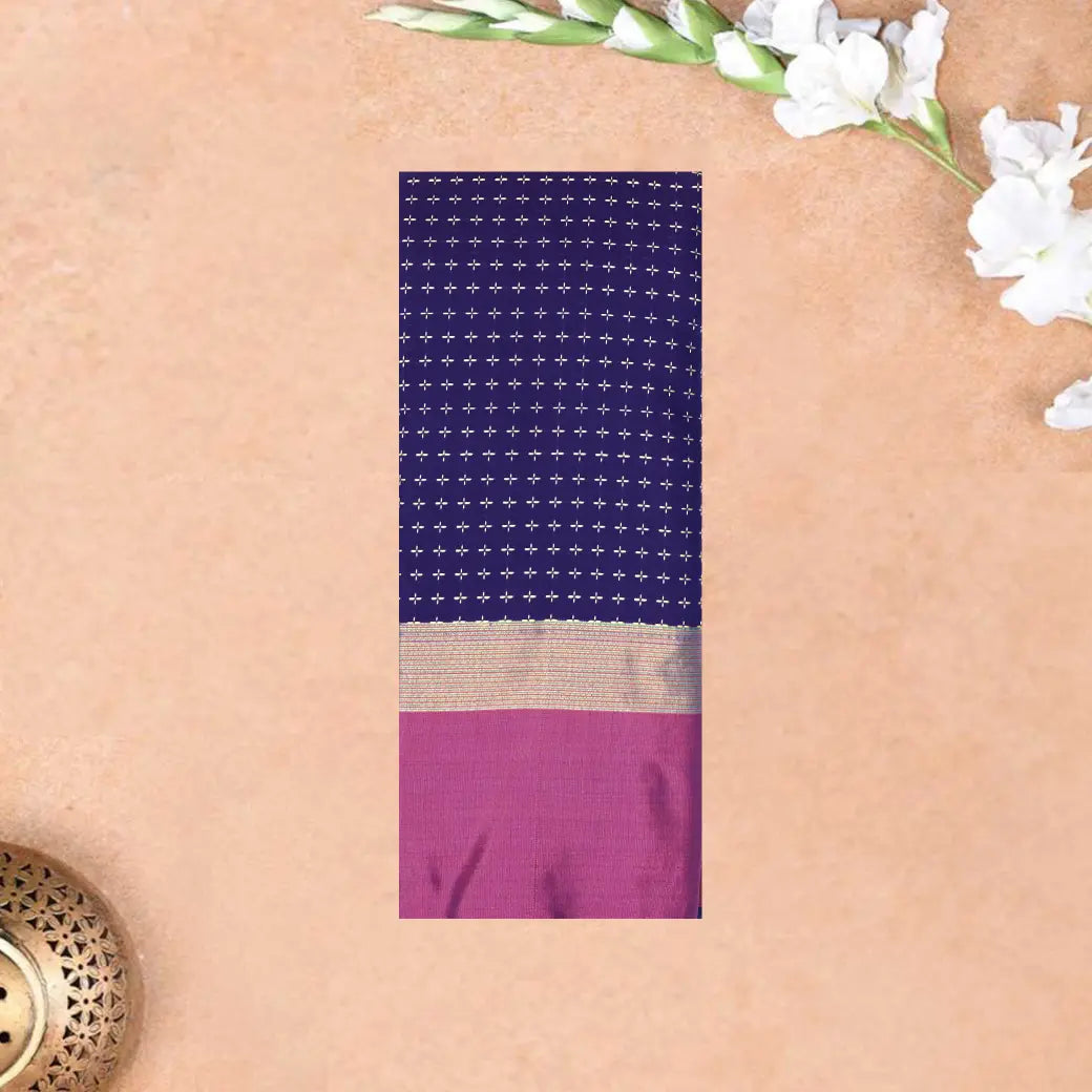 Royal Blue With Magenta Arani Silk Saree