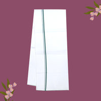 White with Green Border Single Layer Cotton Men’s Dhoti