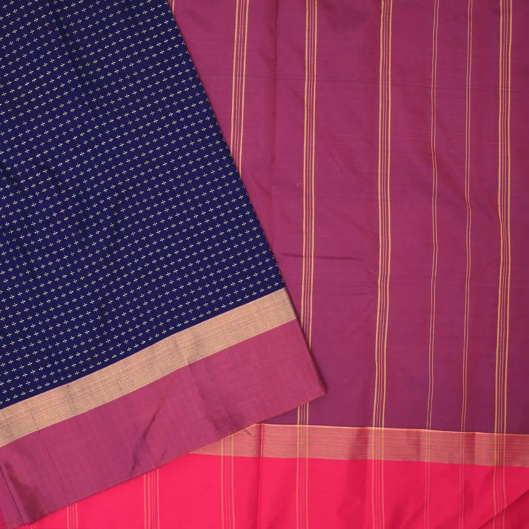 Royal Blue With Magenta Arani Silk Saree