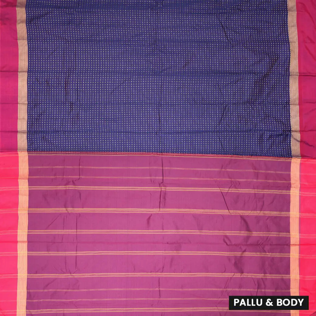 Royal Blue With Magenta Arani Silk Saree