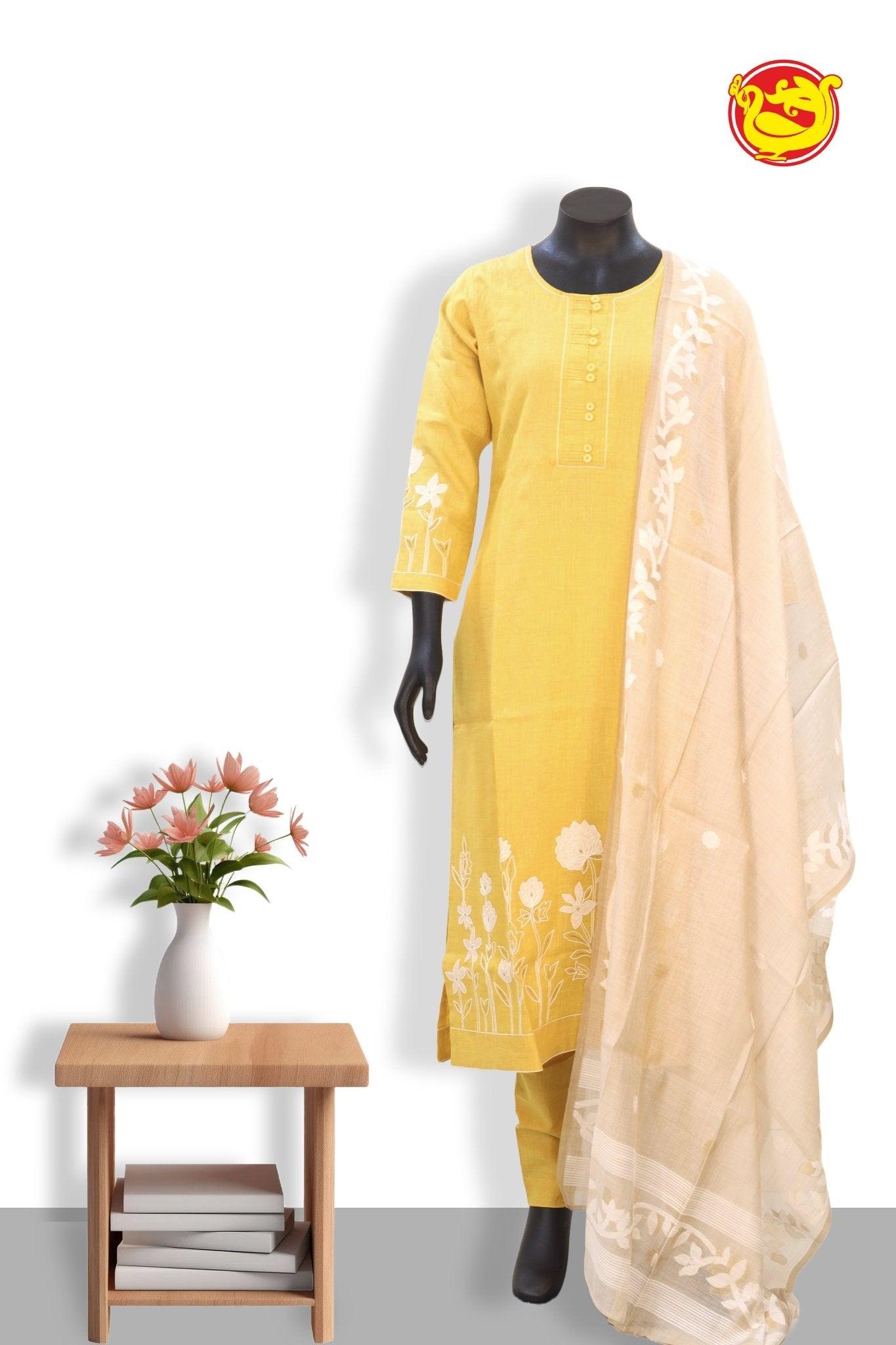 Yellow With Sandal Ladies Branded Readymade Chudi Set