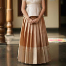 Half White With Orange Girls Branded Readymade Pattu Pavadai