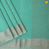 Pastel blue Stripes Design Tissue Crush Designer Saree with Readymade Designer HandWork Blouse - Thenianantham