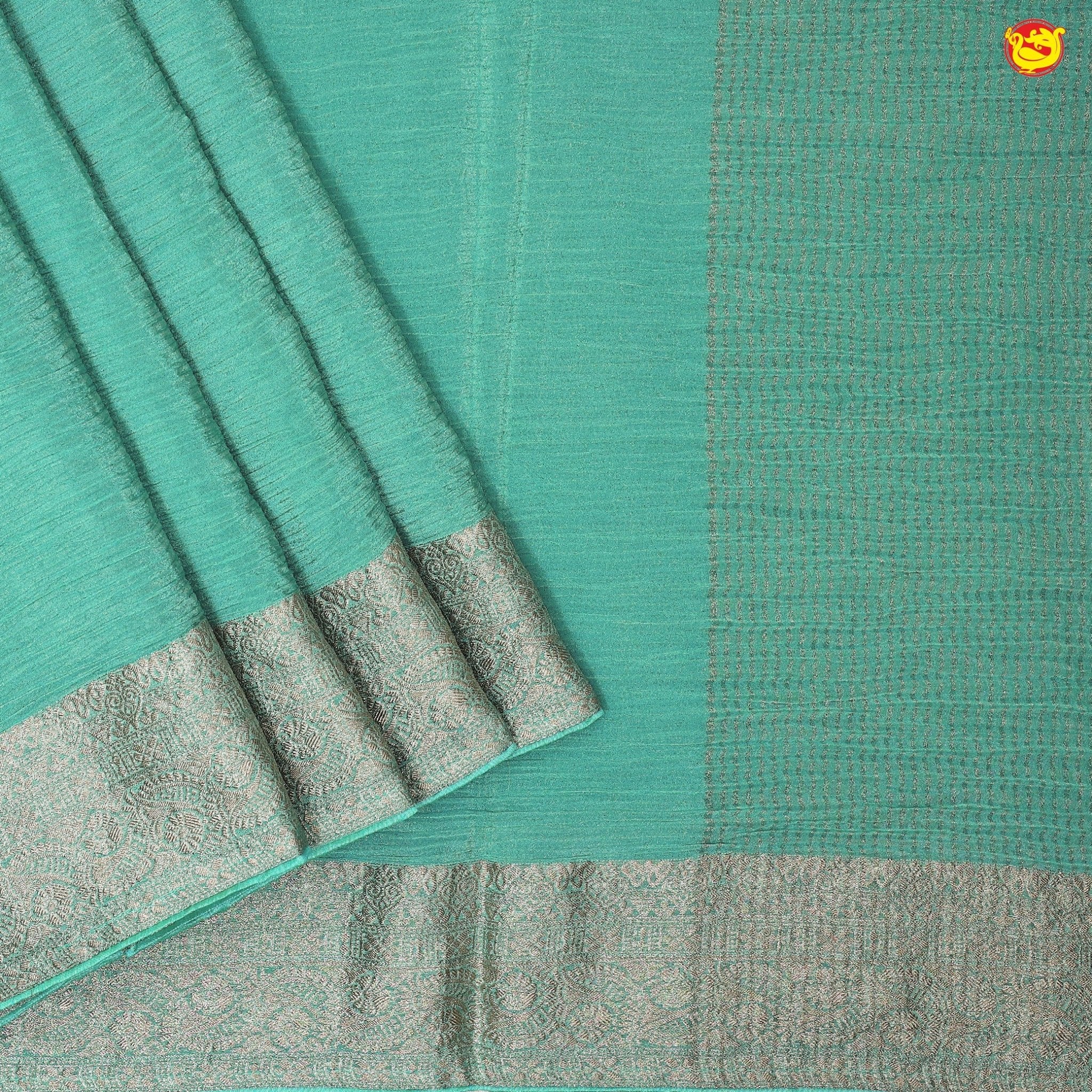 Pastel blue Stripes Design Tissue Crush Designer Saree with Readymade Designer HandWork Blouse - Thenianantham